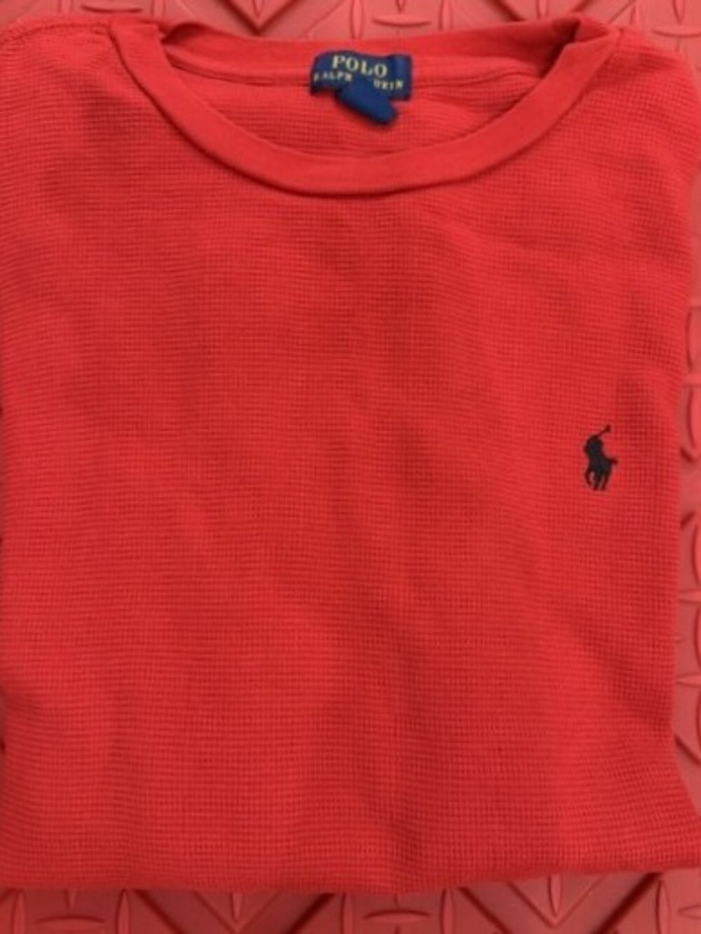 Polo Ralph Lauren Top XL (18-20) Waffle Knit Red‎ Long Sleeve
